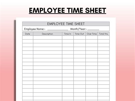 Step 4: Employees should sign the top of the form before handing in the timesheet. Managers can then calculate the employee’s total time for payroll. Please note: These templates calculate an employee’s basic pay and do not include taxes, workman’s comp, or other paycheck deductions.
